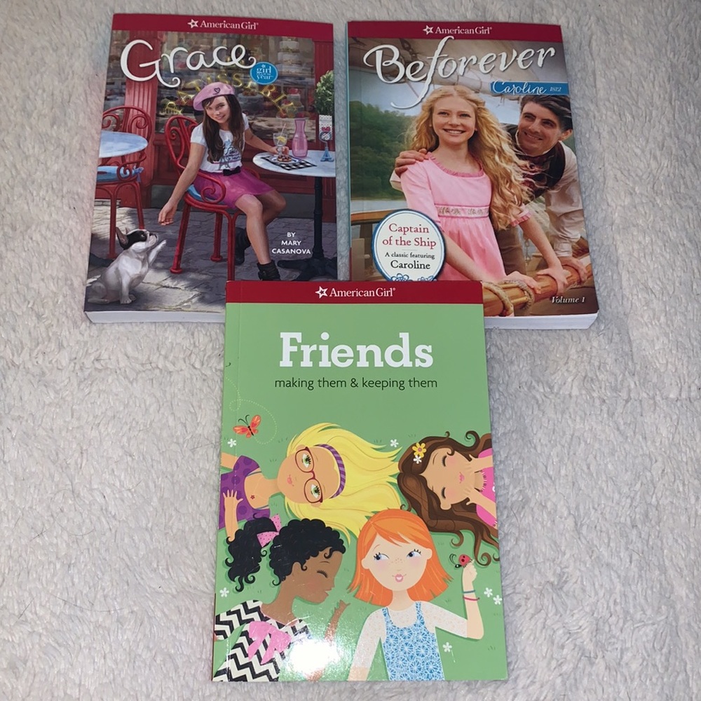 3 American Girl Books Paperback Grace Caroline Friends
